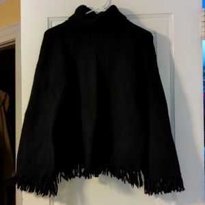 Black alpaca, poly and wool Tory Burch cropped turtleneck sweater